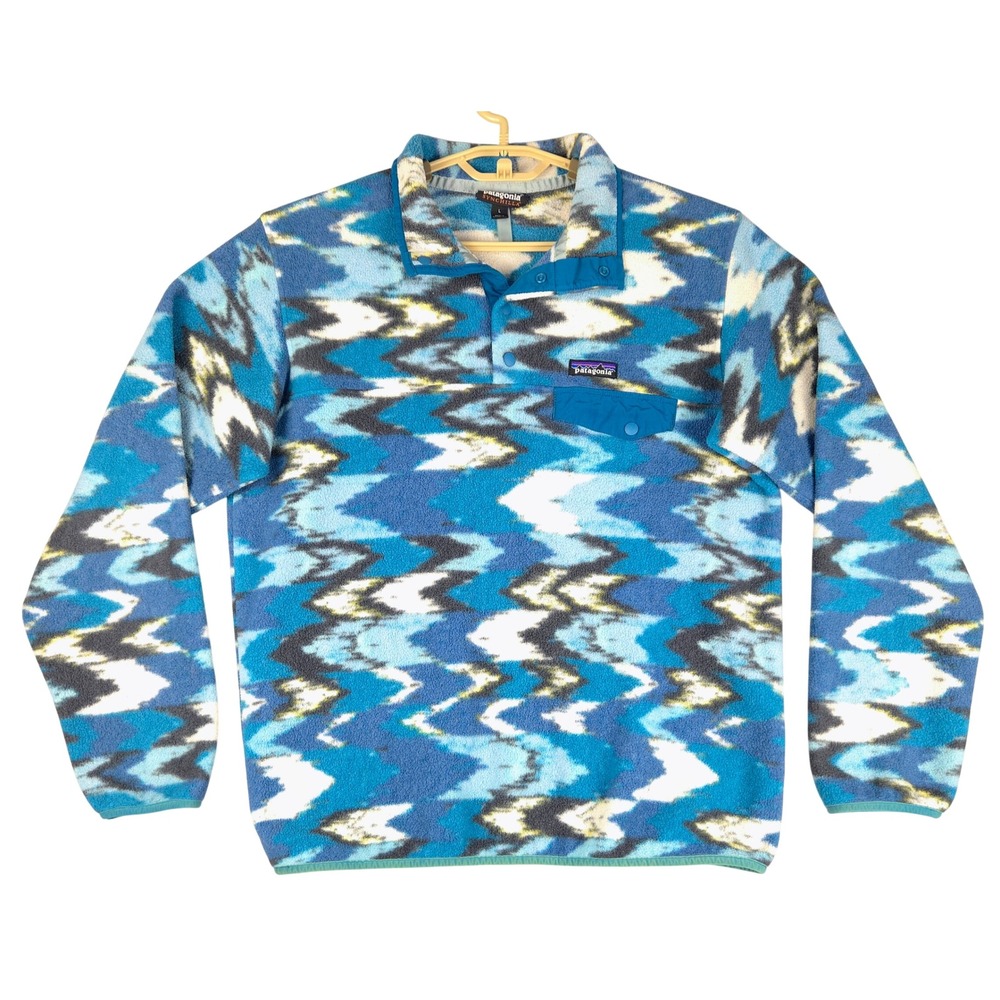 Patagonia Synchilla Snap-T Fleece Pullover Blue Geometric 25455 Womens L